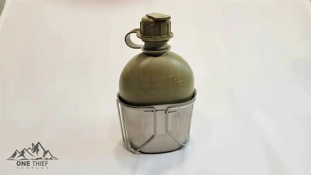 1 Qt Canteen, Cup, & Canteen Cup stove/stand package. onethiefsurplus