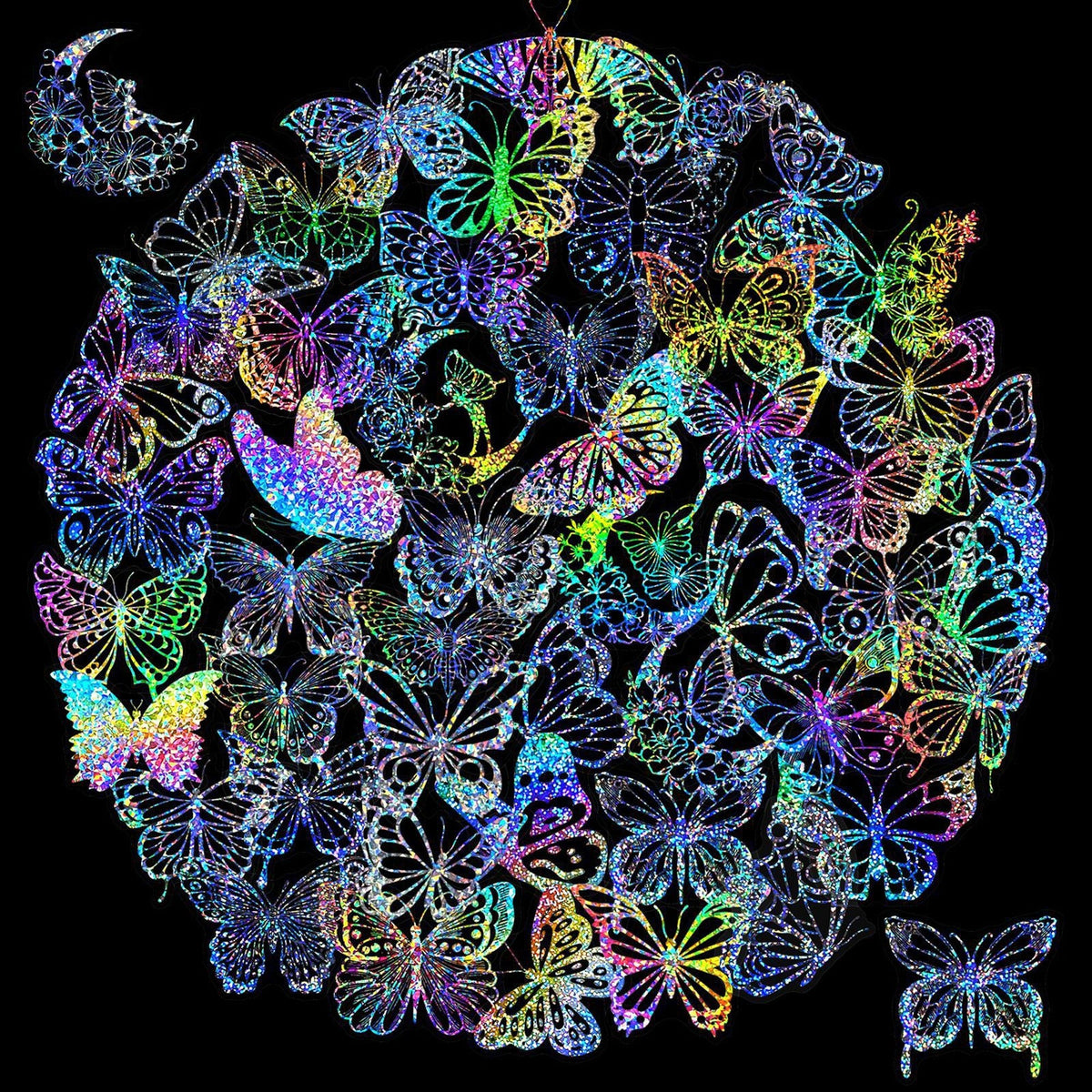 100pcs Butterfly Holographic Stickers – Waterproof Vinyl Set