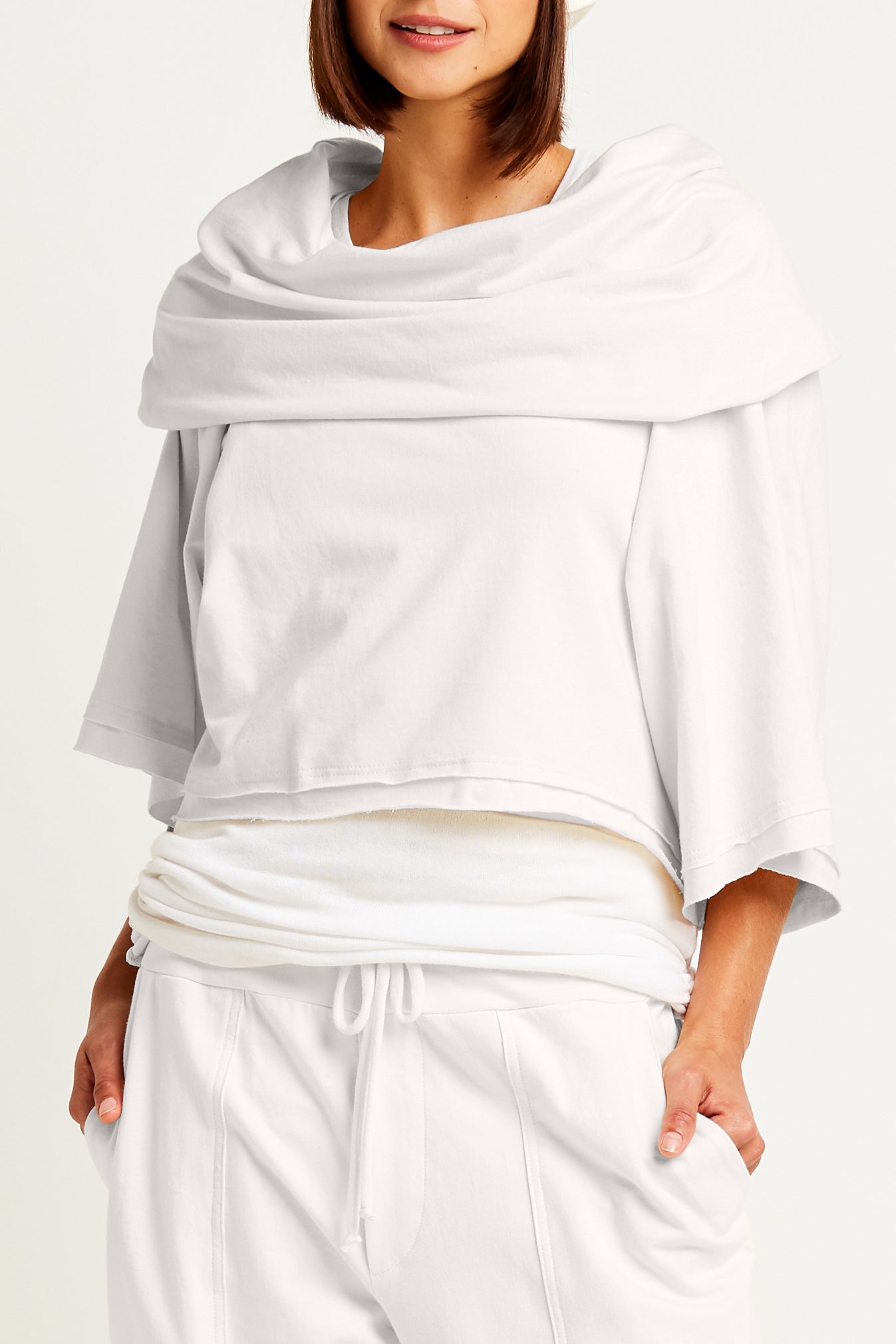 French Terry Jackie O Top - White