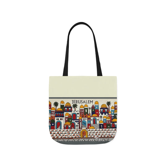 Jerusalem City Tote Bag, 3-Color Straps