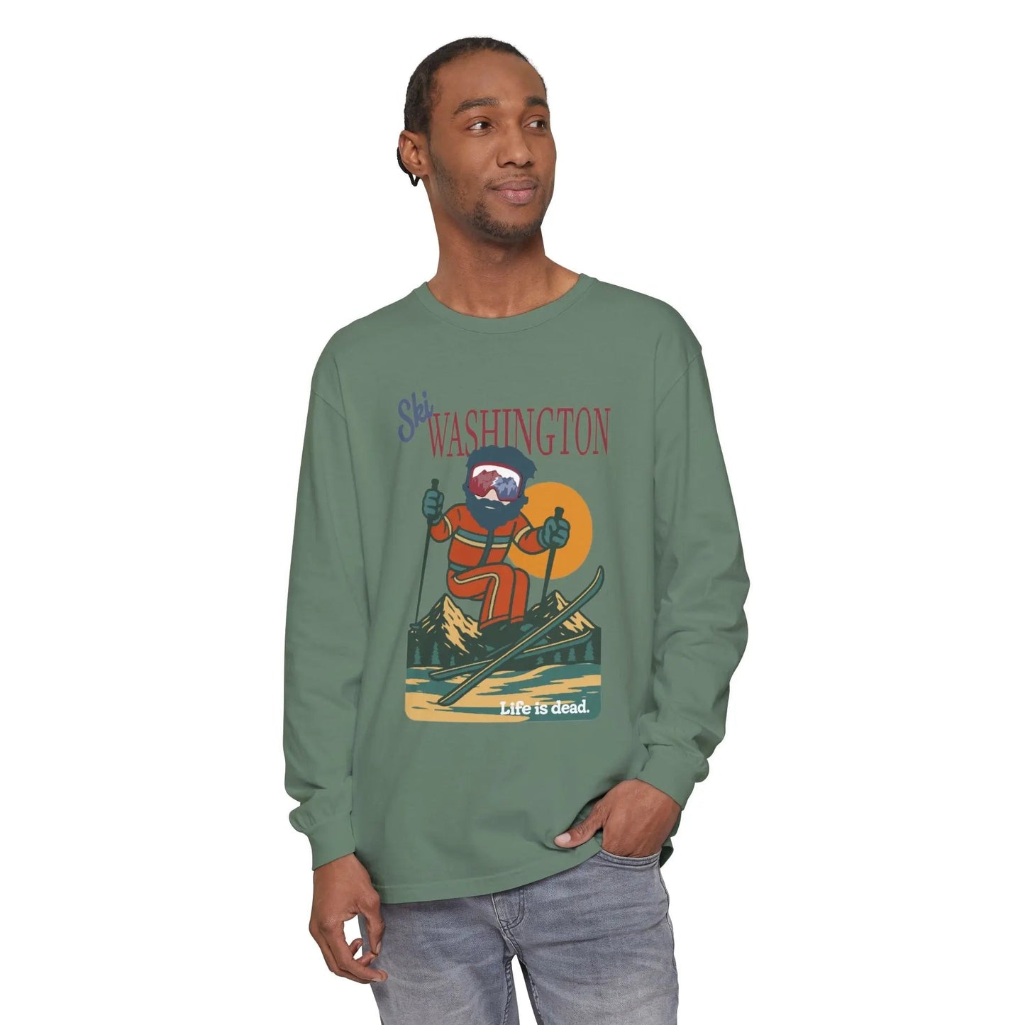 Ski Washington - Life is dead.® Mountain Collection Garment-Dyed Long Sleeve T-Shirt