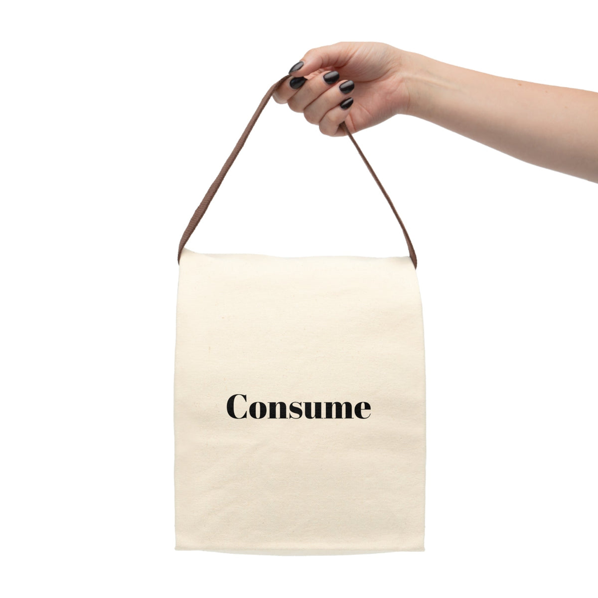 Canvas Lunch Bag With Strap - "Consume"