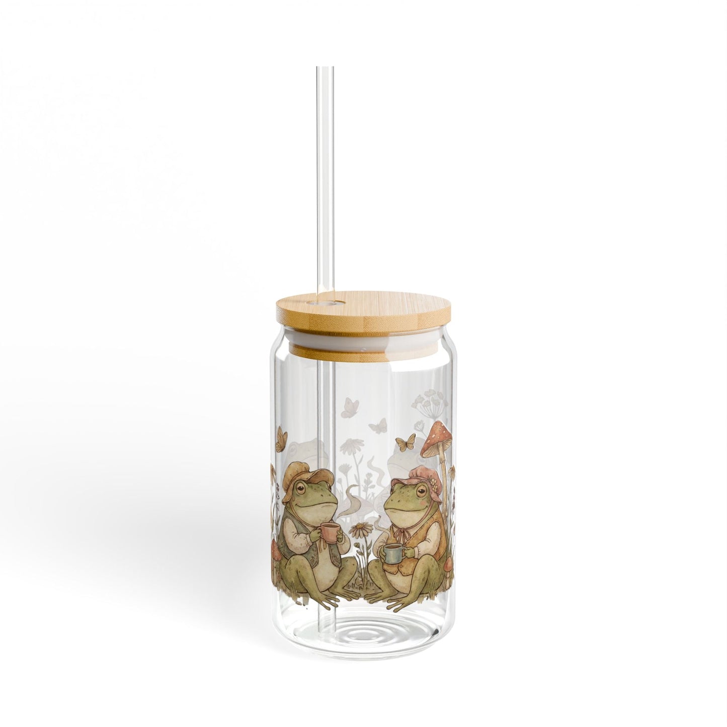 Watercolor Frogs Tea Party Sipper Glass