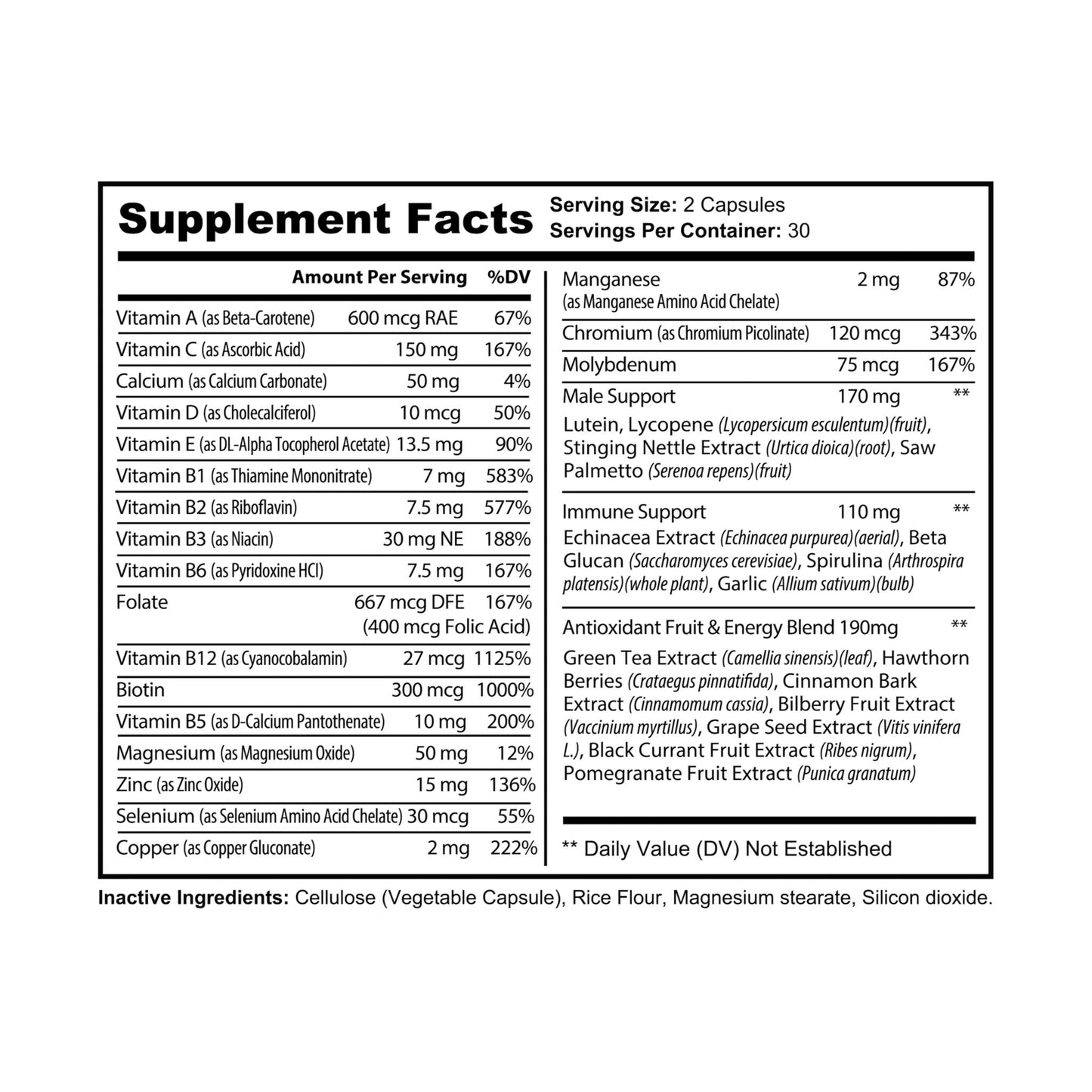 Multivitamin for Men Supplement (60 Capsules) - "Memento Mori"