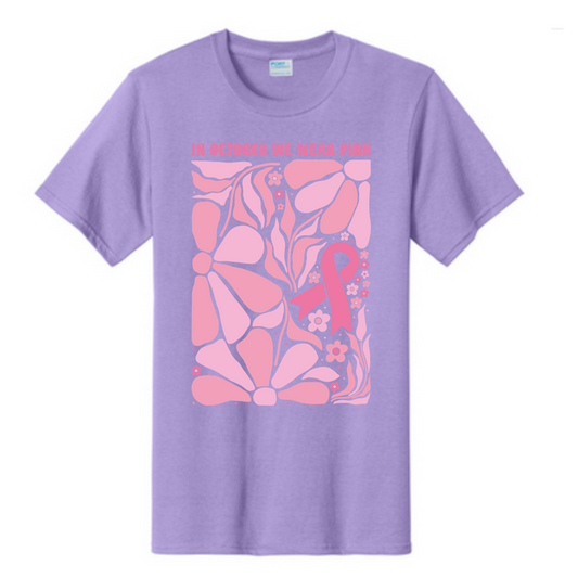 In October we wear pink Breast Cancer Awareness Fundraiser Tshirt PC61 Port & Co™ Essential Tee PUBLIC