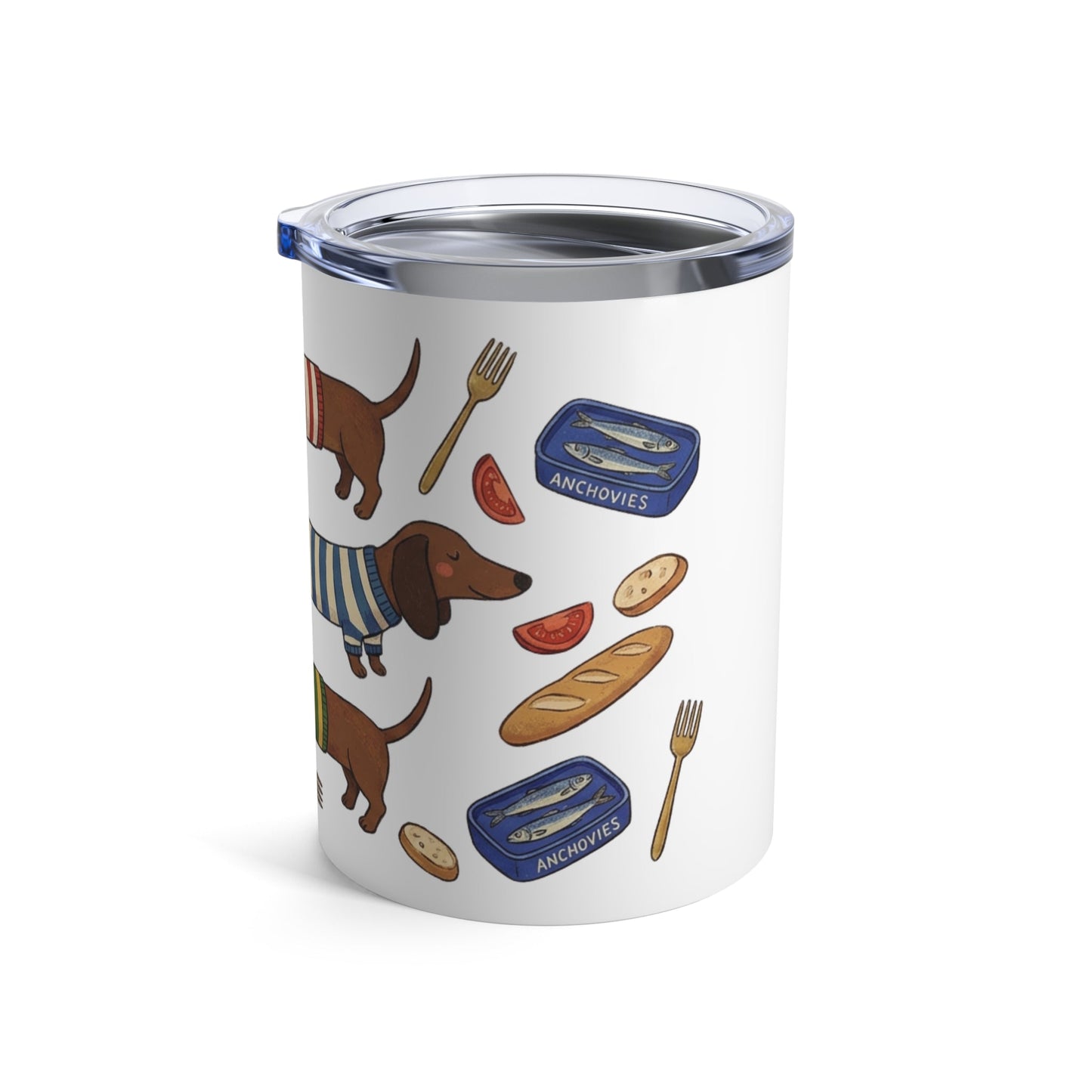 Tinned Fish Pups - Baguette & Blue Tins 12oz Short Tumbler