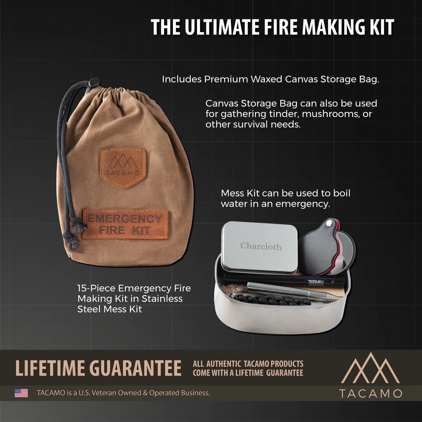 TACAMO 15-Piece Emergency Fire Kit TITAN Survival
