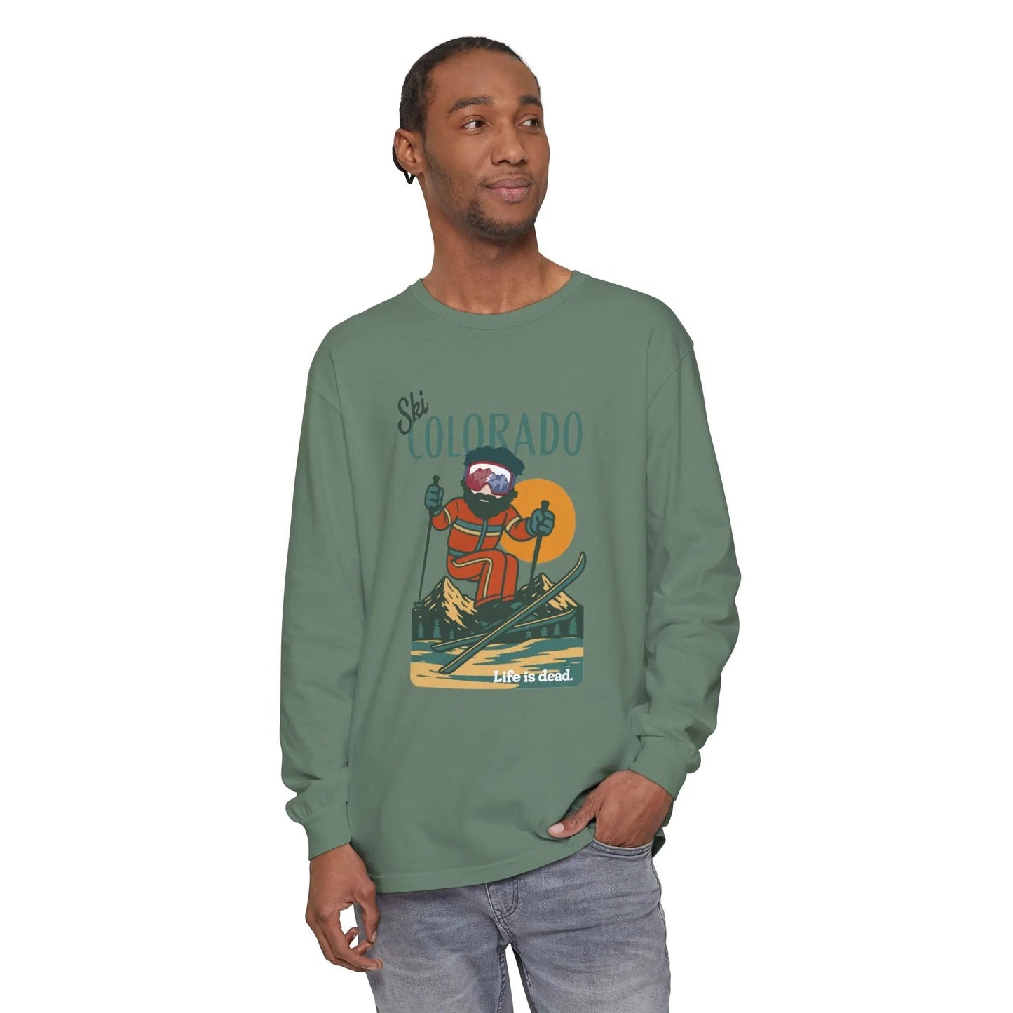 Ski Colorado - Life is dead.® Mountain Collection Garment-Dyed Long Sleeve T-Shirt