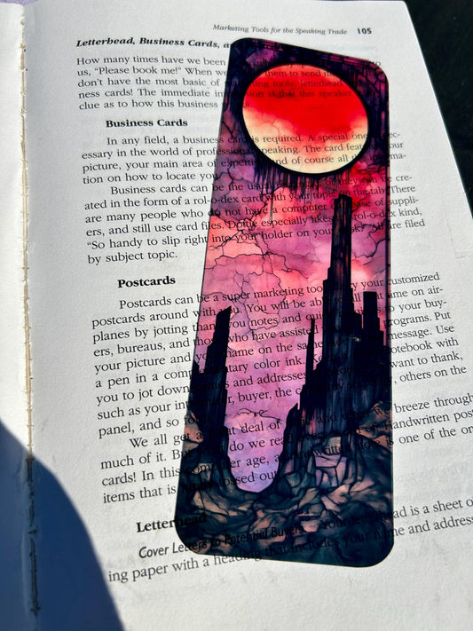 Blood Moon - Crimson Rise Bookmark – Dark Fantasy Art for Epic Readers, Red Moon