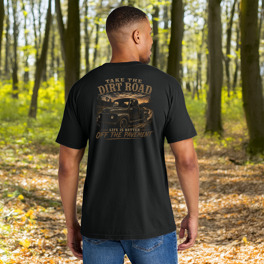 Take the Dirt Road Bigfoot Comfort Colors Black Truck T-Shirt