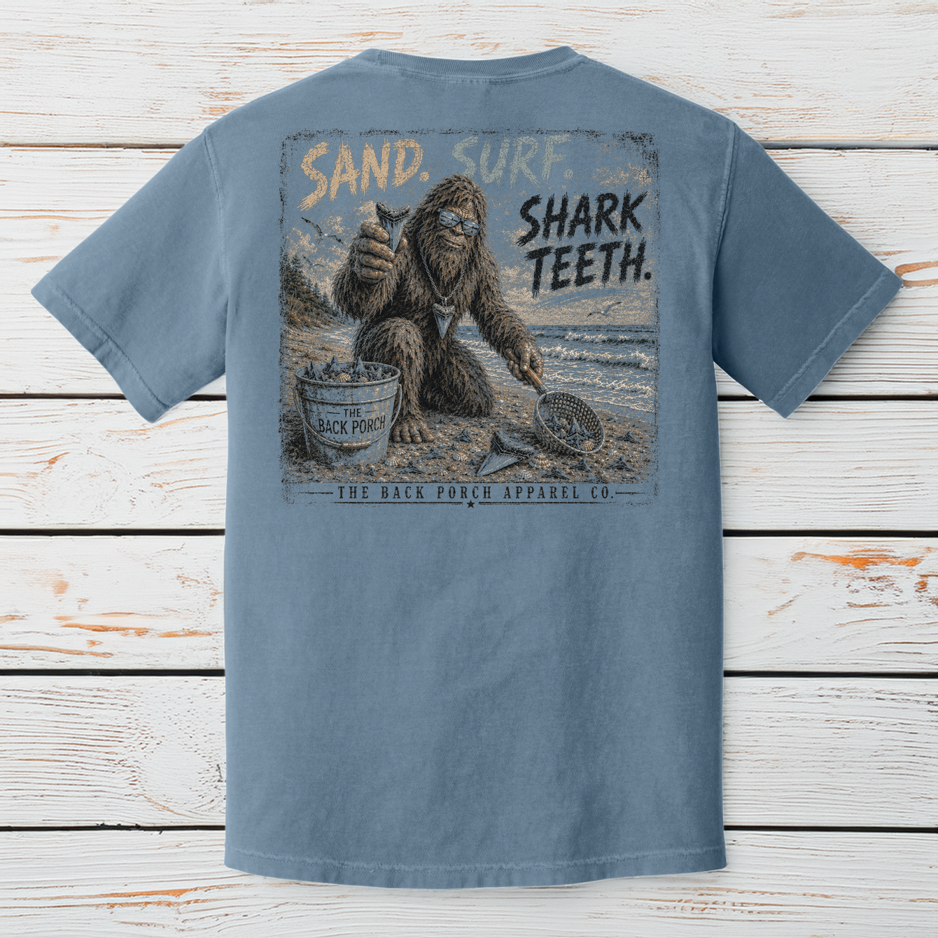 Sand. Surf. Shark Teeth. Comfort Colors Graphic Tee