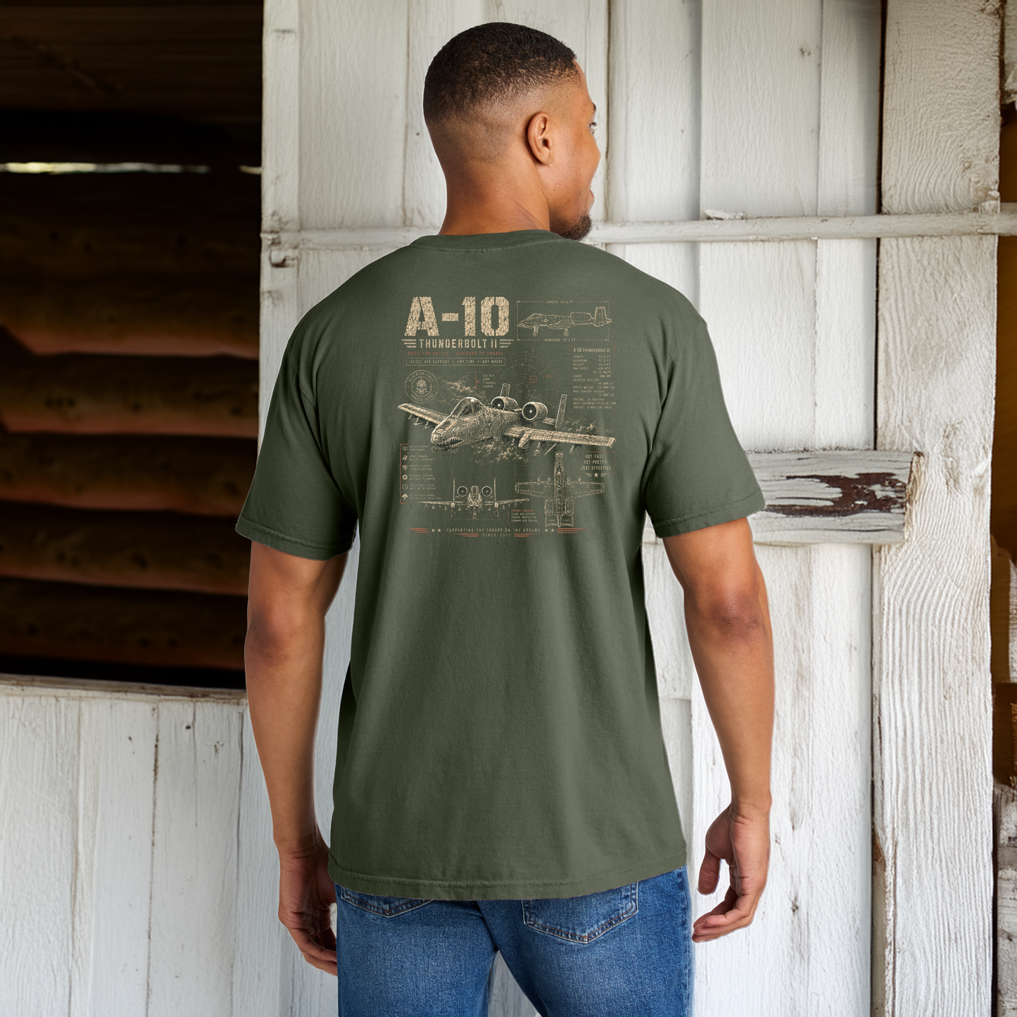 A-10 Thunderbolt II Comfort Colors Military T-Shirt – Warthog Aircraft Graphic Tee by Back Porch Apparel