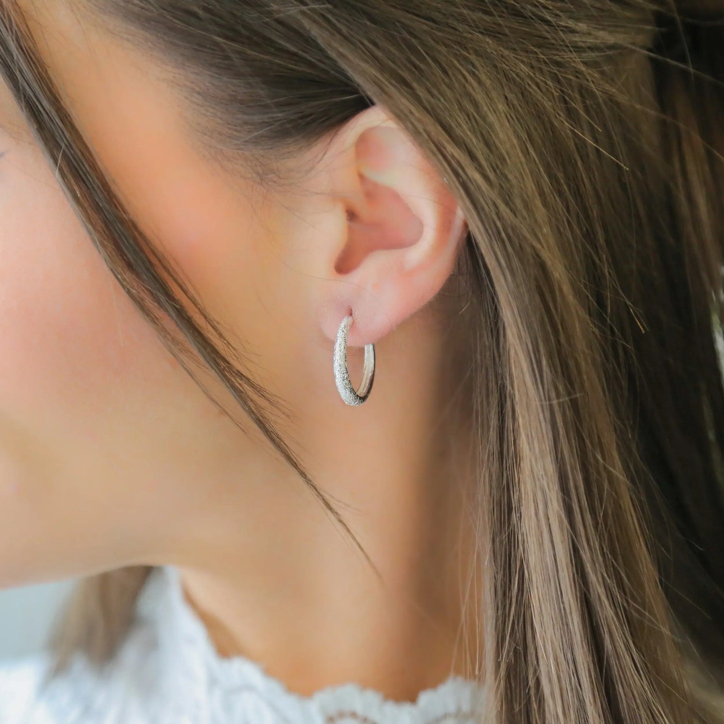 BLAZE - Sterling Silver Textured Hoop Earrings Mack & Rex