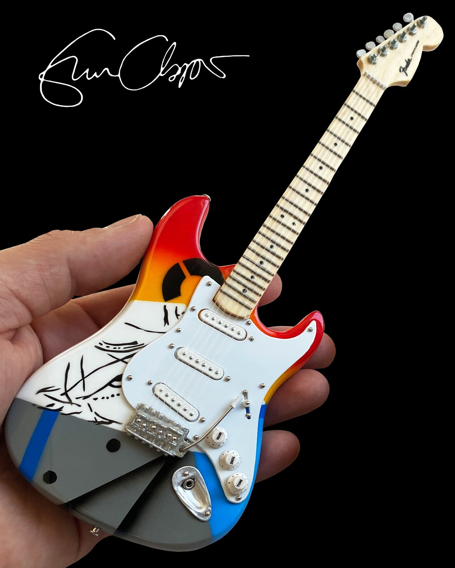 Eric Clapton CRASH One "Over the Rainbow" Mini Guitar Replica - Officially Licensed FenderĀ®