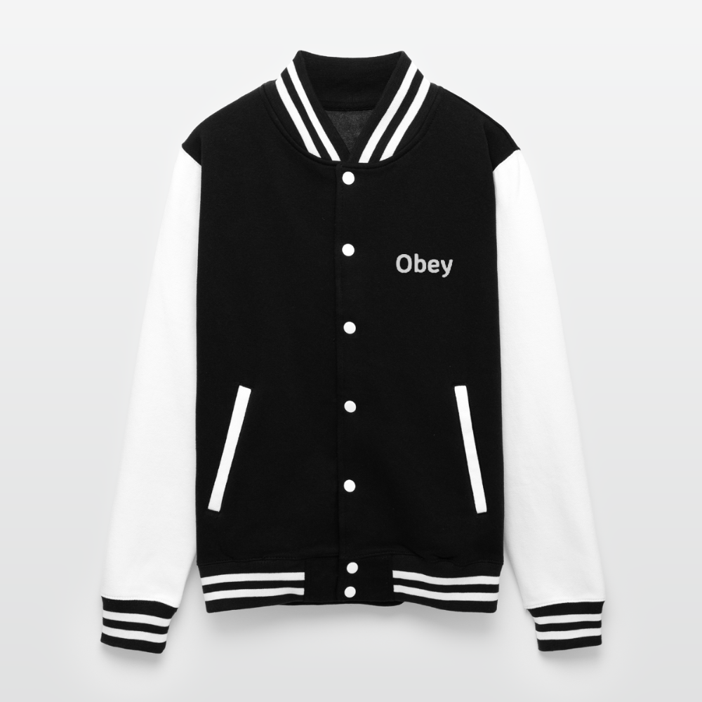 Just Hoods Heavyweight Letterman Jacket - "Obey"
