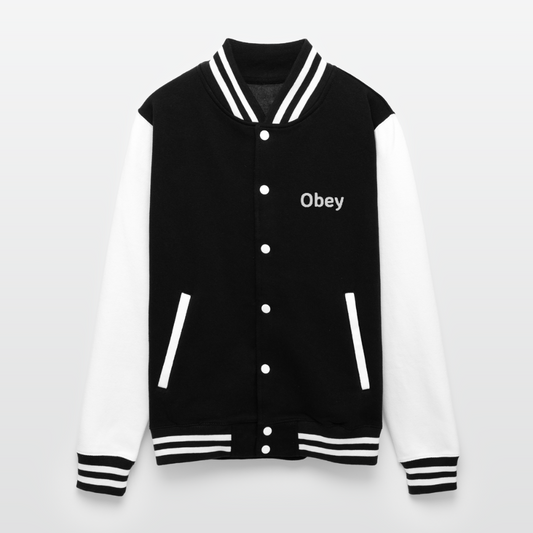 Just Hoods Heavyweight Letterman Jacket - "Obey"
