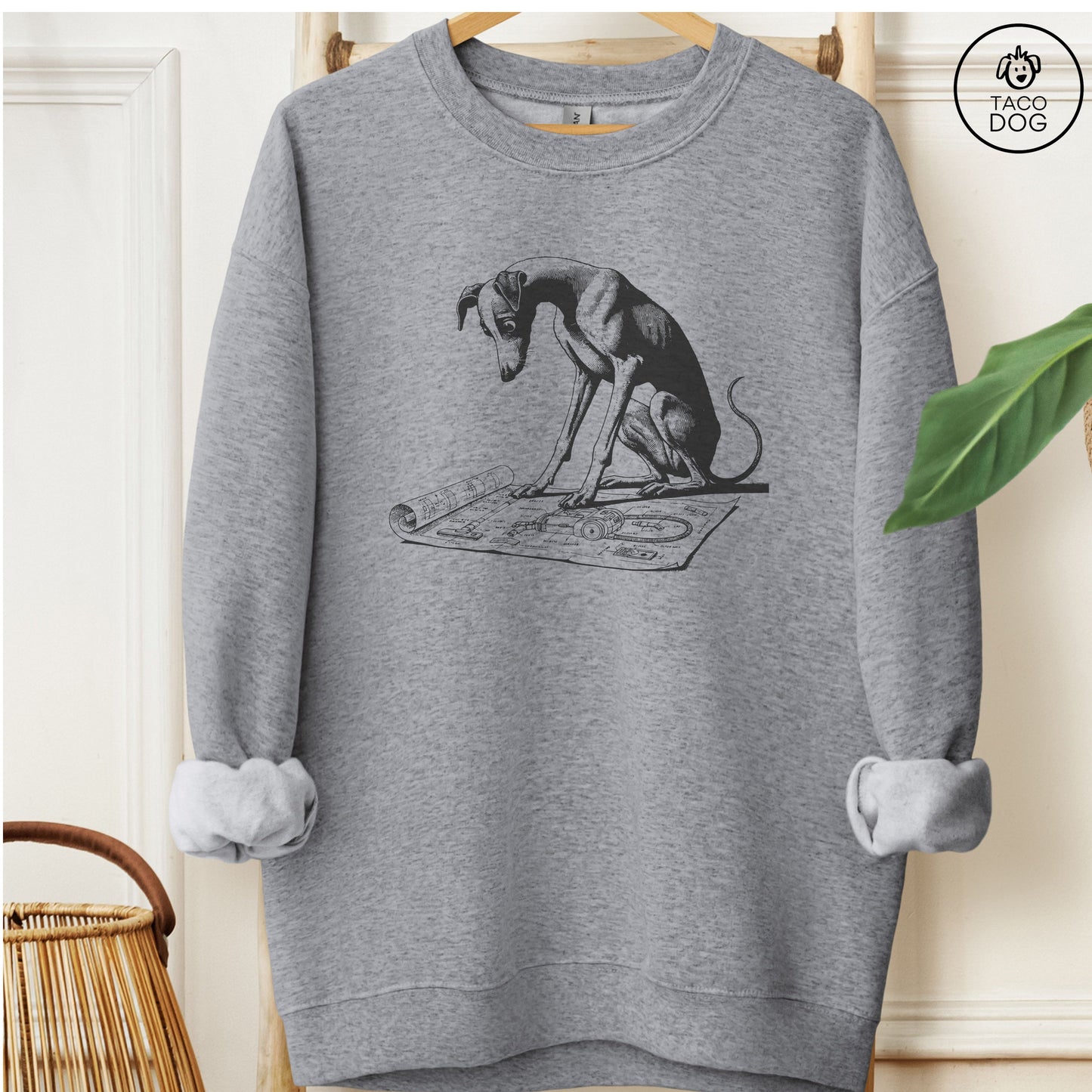 Italian Greyhound Whippet Iggy Vacuum Blueprint Sweatshirt