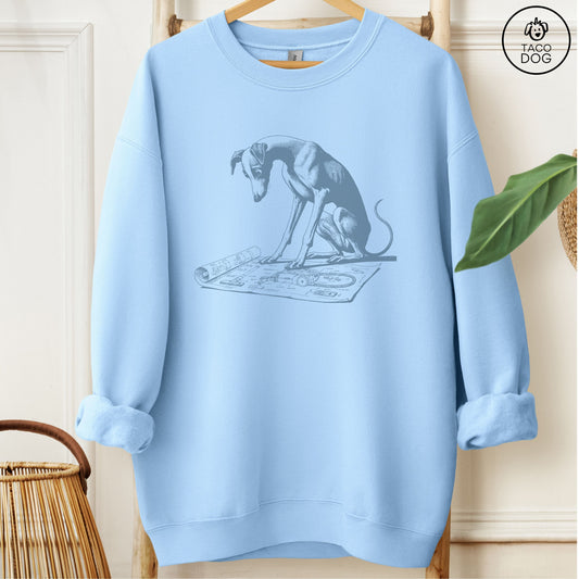 Italian Greyhound Whippet Iggy Vacuum Blueprint Sweatshirt