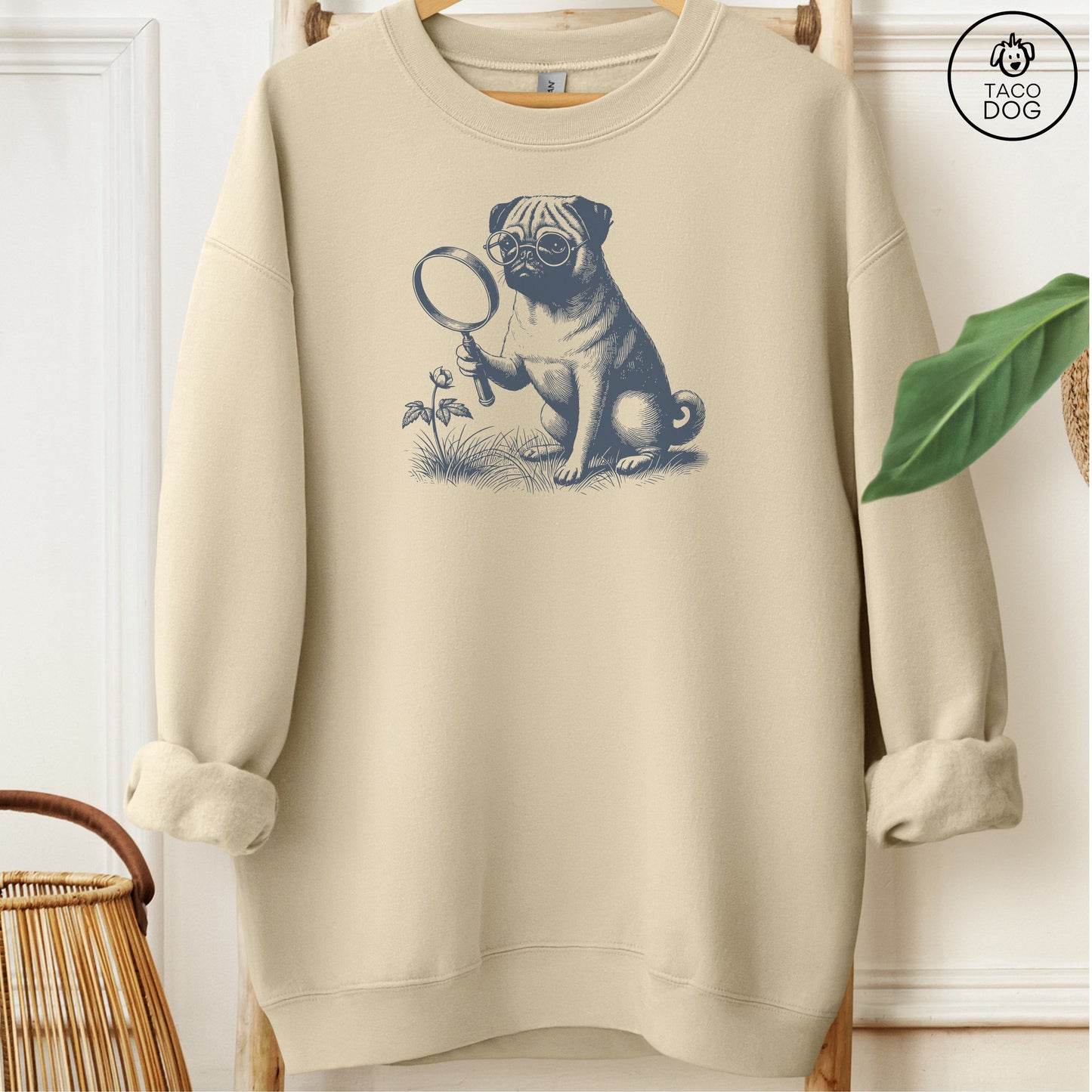 Pug Botanist Flower Sweatshirt