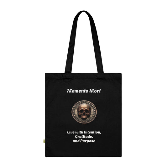 "Memento Mori" Organic Cotton Tote Bag - "Live with Intention, Gratitude, and Purpose"