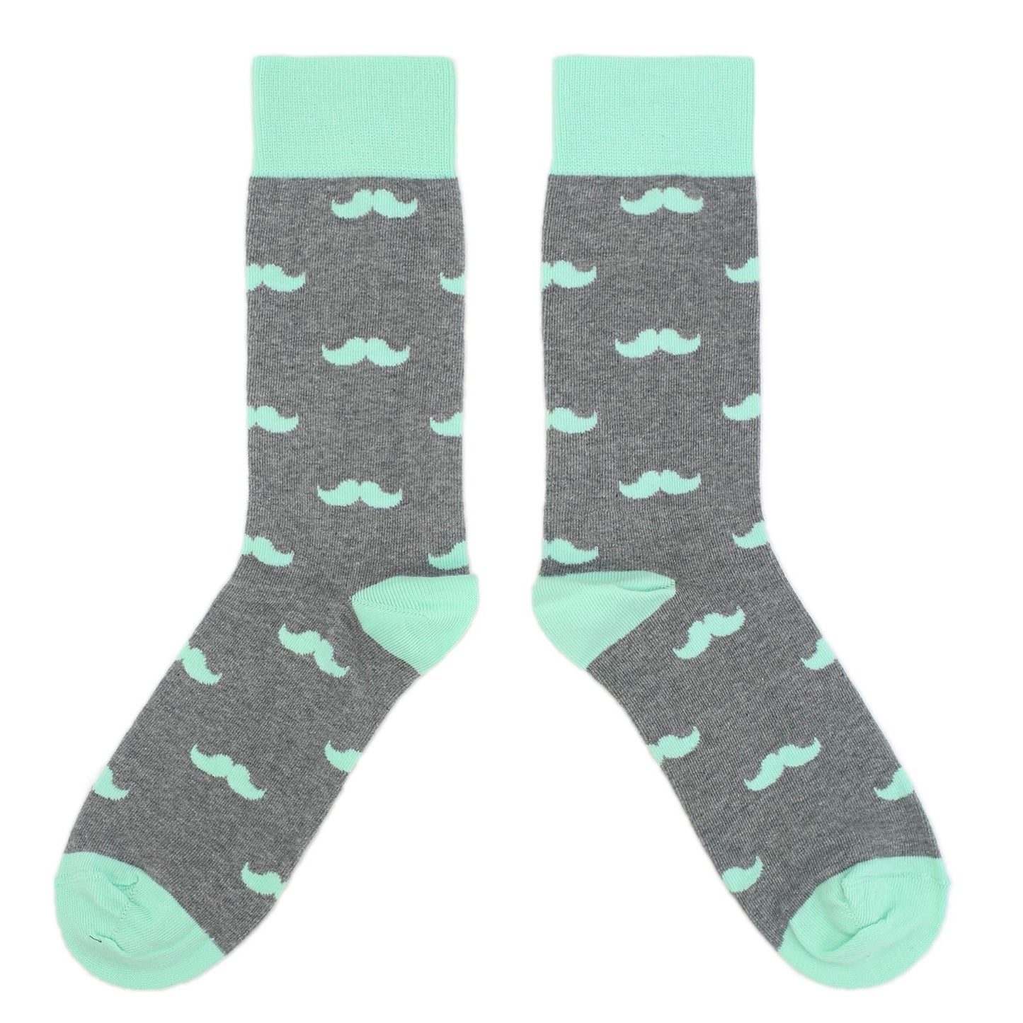 Customizable Groomsmen Gift Set Mint Gray Mustache Men's Dress Socks
