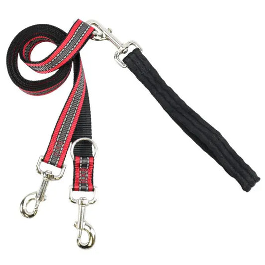 Reflective Red Double Connection Leash 2 Hounds Design