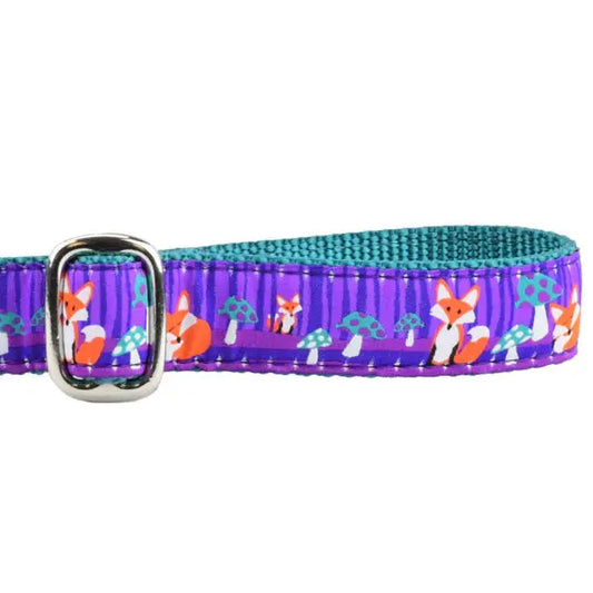 1″ Nocturnal – Fox and Mushroom Ribbon Dog Leash 2 Hounds Design