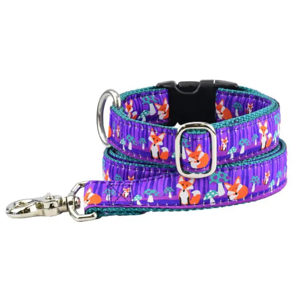 1″ Nocturnal – Fox and Mushroom Ribbon Dog Leash 2 Hounds Design