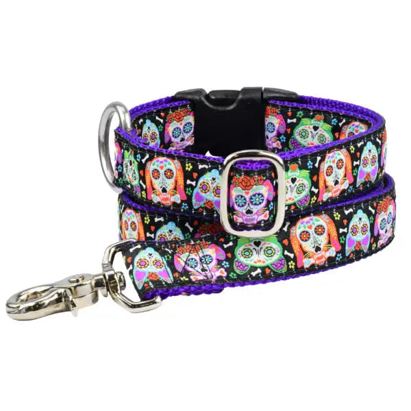 1″ XOLO – Sugar Skull Ribbon Dog Leash 2 Hounds Design
