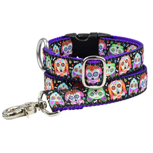 1″ XOLO – Sugar Skull Essential Buckle Martingale Dog Collar 2 Hounds Design