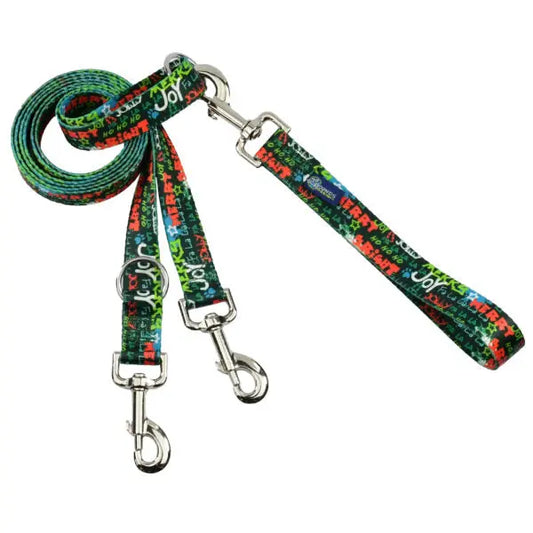 Holiday Graffiti Double Connection Leash – EarthStyle 2 Hounds Design