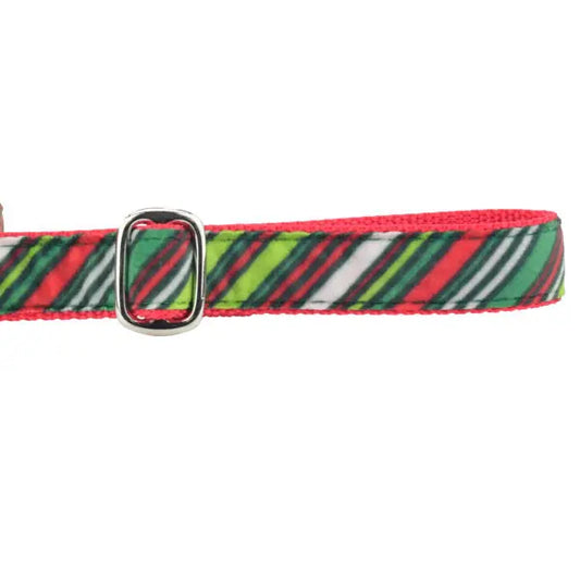 Christmas Stripes Velvet Dog Leash 2 Hounds Design