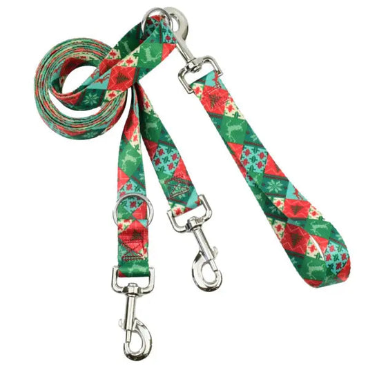 Christmas Patchwork Double Connection Leash – EarthStyle 2 Hounds Design