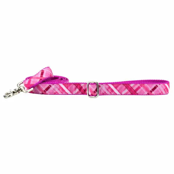 Very Pink Plaid Velvet Dog Leash 2 Hounds Design