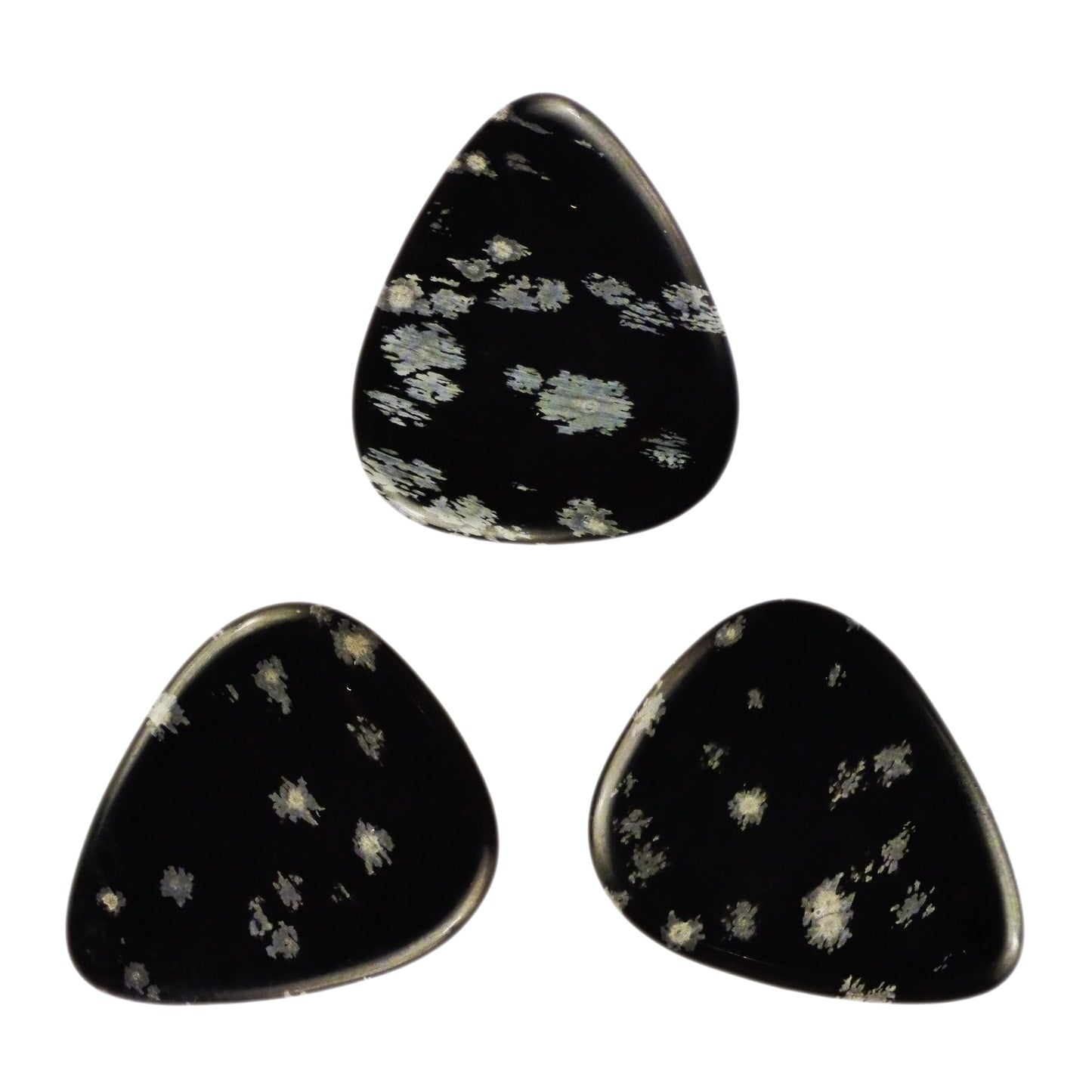 Snowflake Obsidian Volcanic Glass Stone Guitar Pick - 3.0 mm Ultra Heavy Gauge - 351 Shape - Specialty Handmade Exotic Gemstone Plectrum