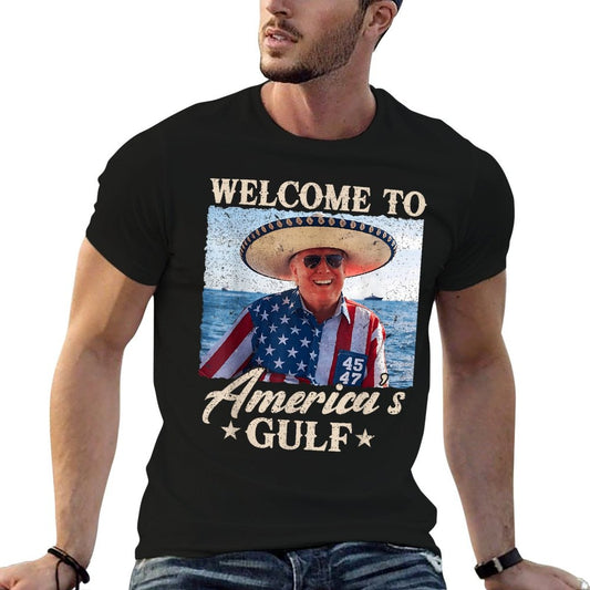 Gulf of USA America Funny USA Flag Eco-friendly Material T-Shirt