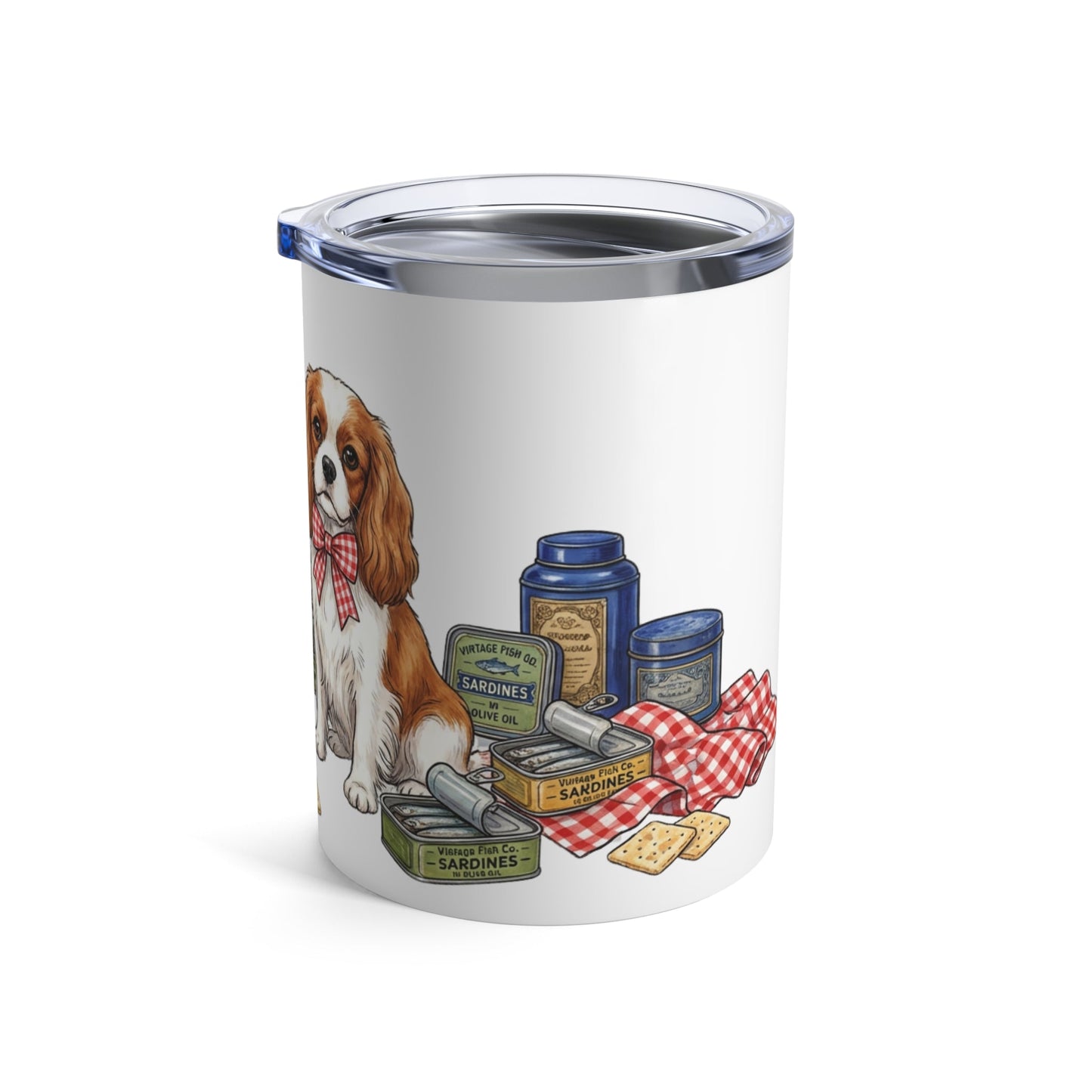 Tinned Fish Pups - Gingham Spaniel Picnic 12oz Short Tumbler