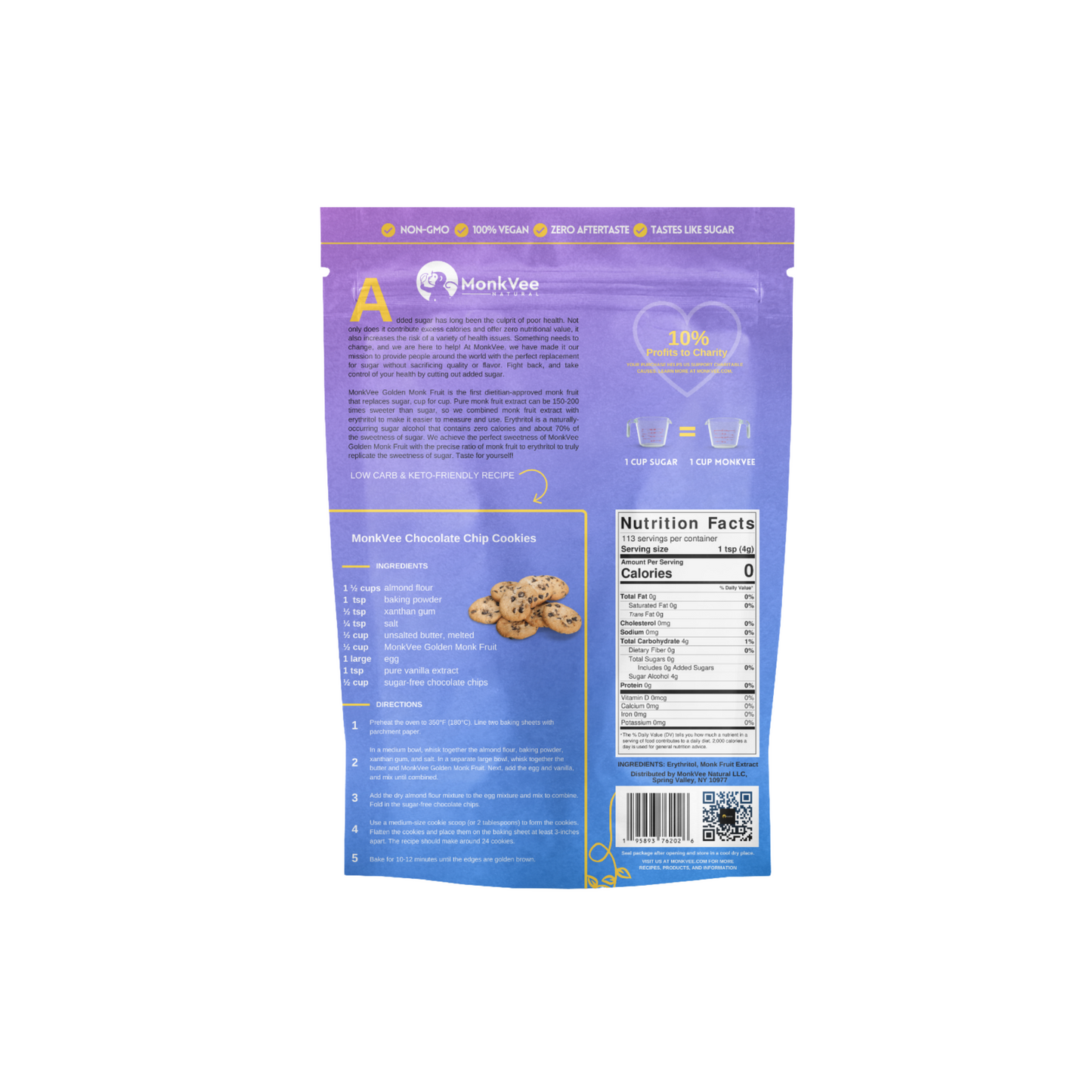 Monk Fruit Sugar - Golden, 100% Natural Sugar Replacement | MonkVee