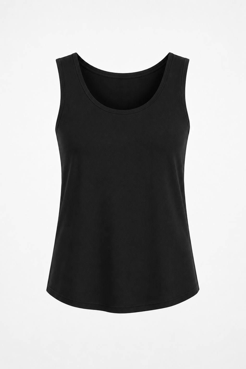 Cotton Lycra Shirttail Tank - Black