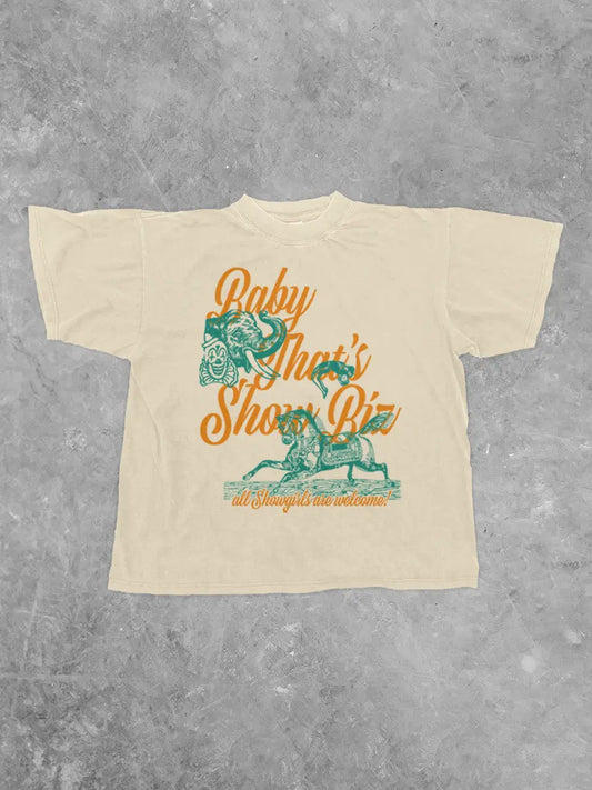 Underground Original Design: Baby, That's Show Biz, Showgirl Boxy Cotton T-Shirt