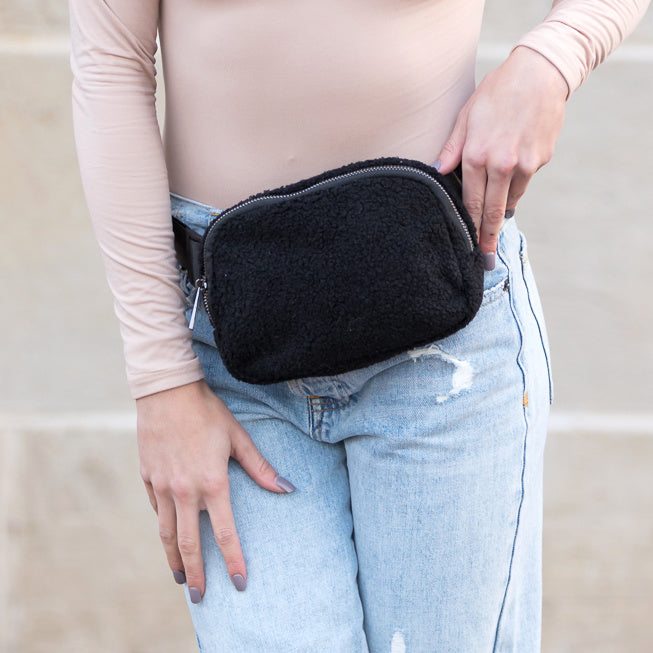 Lola Boucle Sherpa Sling Crossbody Belt Bum Fanny Waist Bag