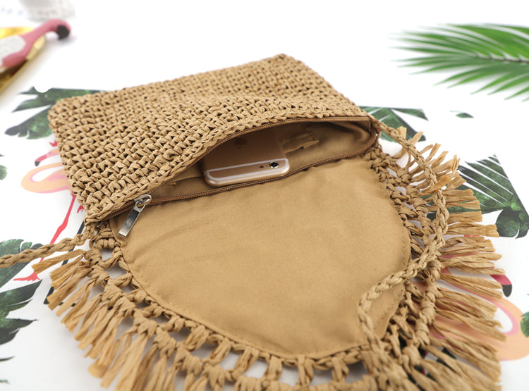 Sofia Foldover Straw Crossbody Bag