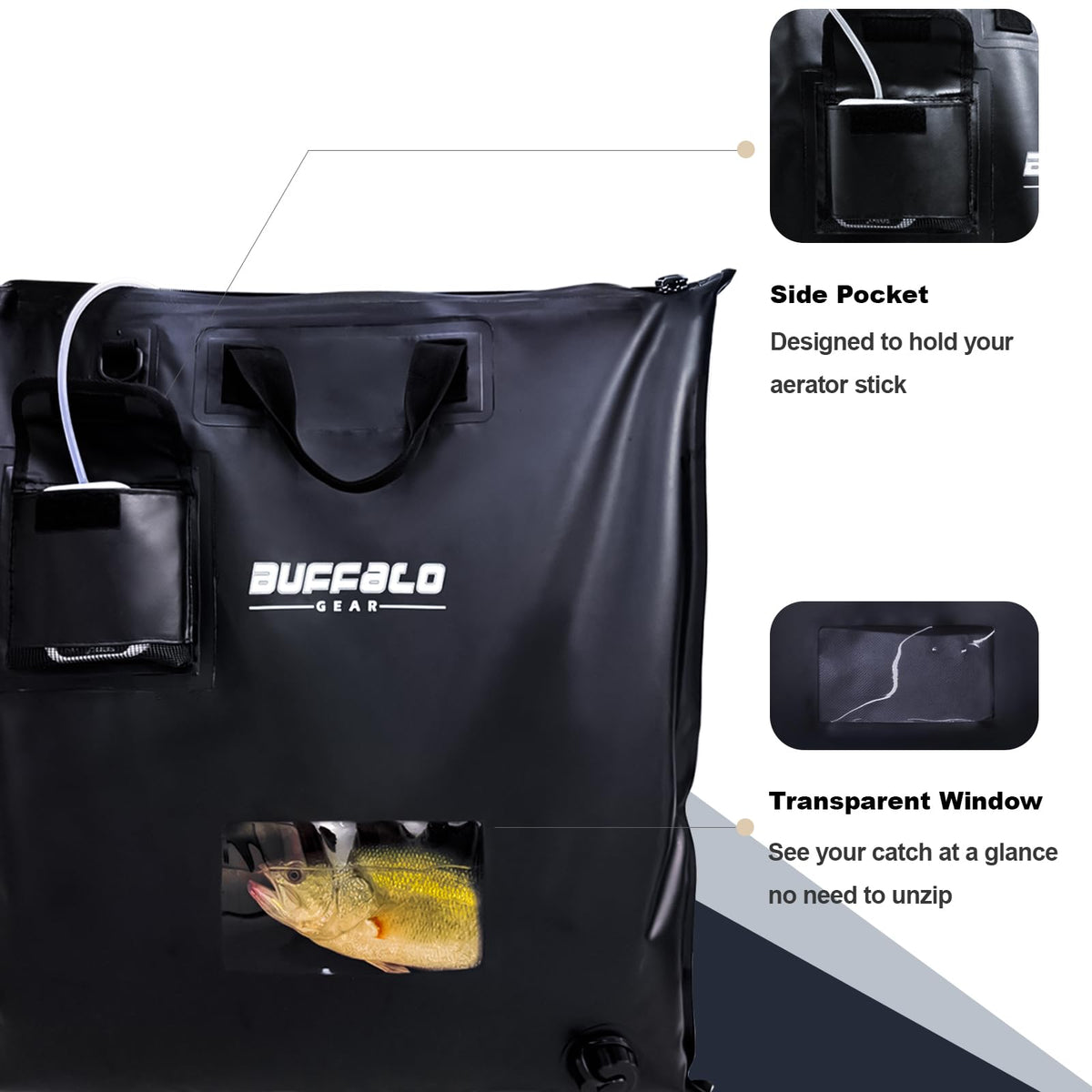25'' Waterproof Fish Bag with Aerator Pocket