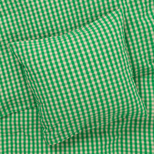 JUNA Bæk&Bølge Duvet Cover Set, Full, Green/Sand