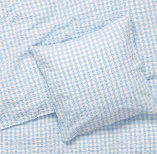 JUNA Bæk&Bølge Duvet Cover Set, King, White/Light Blue