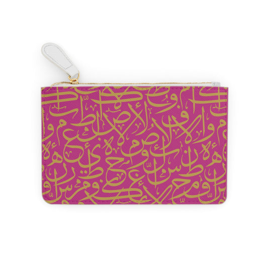 Pink and Gold Arabic Letters Mini Clutch Bag