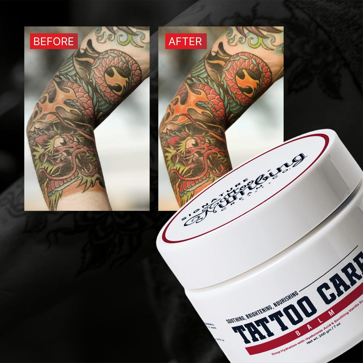 Signature Tattoo Before & Aftercare Duo ā Numbing Cream (10g) + Healing Balm (7oz) for Comfortable Sessions & Vibrant Ink ā Natural, Skin-Soothing Formula