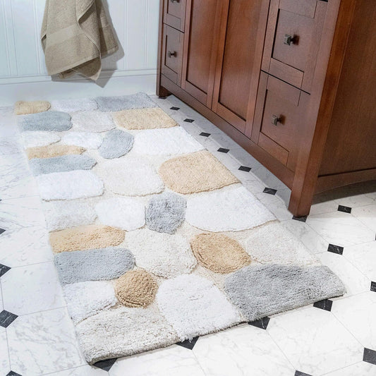 🛁 EcoSoft™ 100% Cotton Pebble Bath Runner – Machine Washable, Non-Slip Latex Backing, Spa-Inspired Comfort – 24"x60"