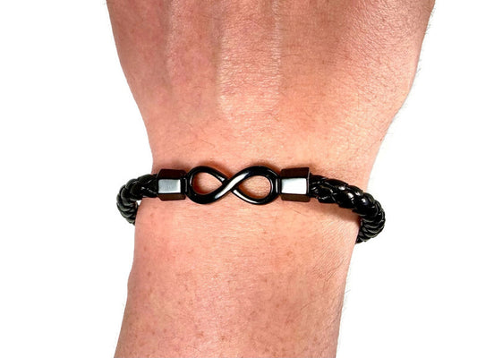 Infinity Leather Bracelet with Magnetic Clasp