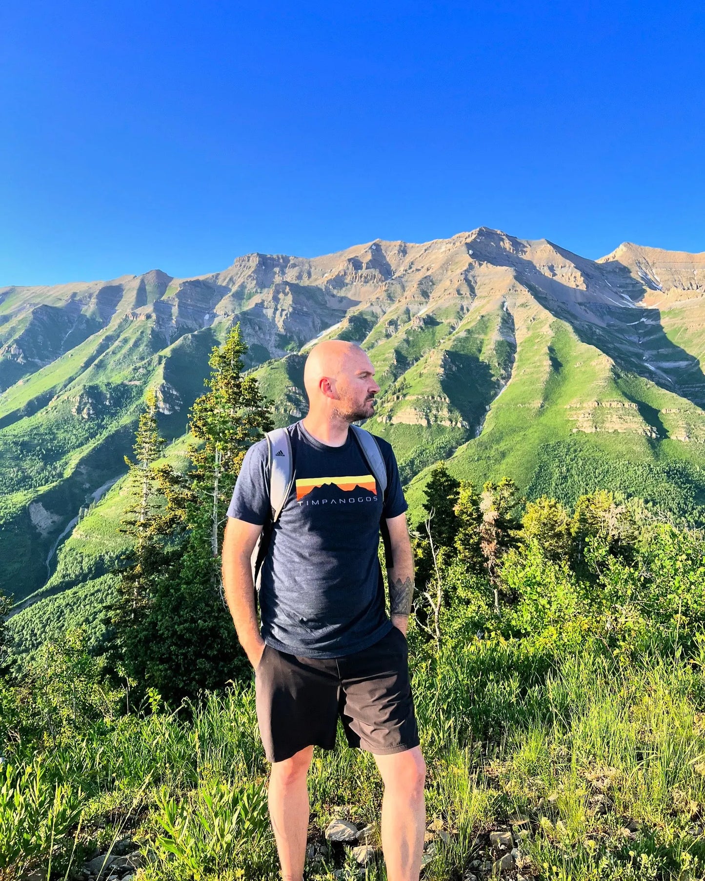 Retro Mountain Classic (warm) - Premium Graphic Tee Timpanogos Hiking Co.